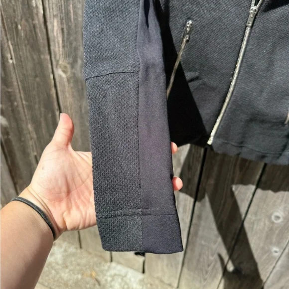 Iro Clever Wool and Lambskin Leather Jacket Charcoal Grey and Black Zip-Up 38/6 - Picture 10 of 13